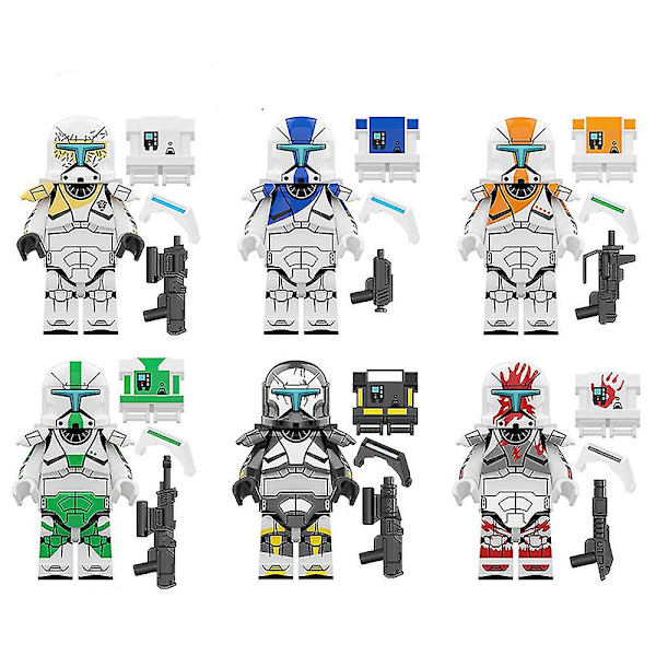 6 stk. Star Wars Clone Trooper hjelm actionfigurer byggeklodser legetøj til børn gaver