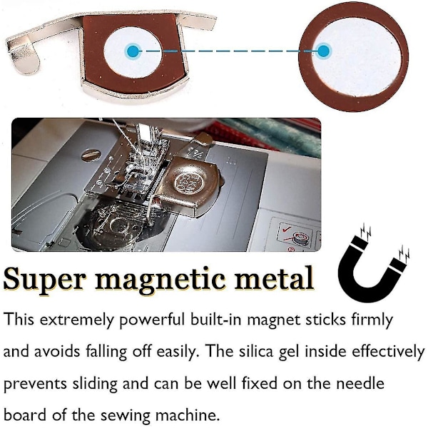 Magnetisk sømguide til symaskine, sømmagnet, sy lige stofmaskiner, fod, magneter, måleværktøj til kant silver