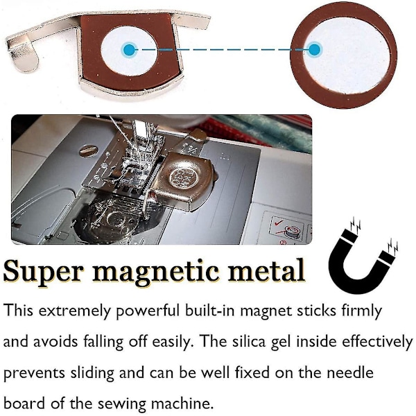 Magnetisk sömnadsguide, magnetisk sömmagnet, sy rakt tygmaskiner fot, magneter mätare kantverktyg silver