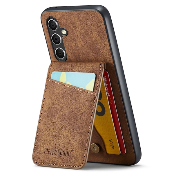 FIERRE SHANN Mobilskal för Samsung Galaxy A34 5G - Stötsäker PU+TPU - Brun