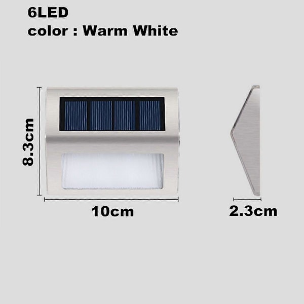 2-pack Solcellsdrivna Trappljus Starka LED Solcellslampor för Staket Trädgård Uteplatser Däck fund white light 6LED
