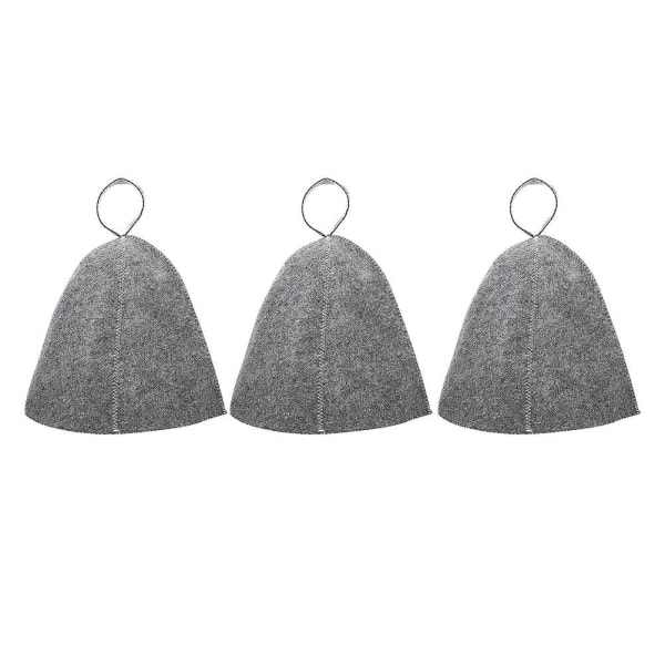 3 stk. Saunahat Blød Hovedbeskytter Stilfuld Saunahat Åndbar Sauna Filt Hat Grey 32X24X0.5CM