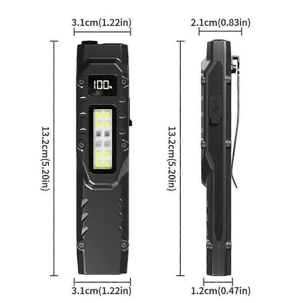 +Monitoiminen Mini LED-taskulamppu USB-ladattava valo kirkas K9F5 1size 1pcs