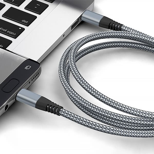 USB-C ladekabel 60 W hurtiglading, kompatibel med iPhone 15/Plus/Pro Max, Samsung Galaxy S24/S23/S22, Pixel 7 Pro Grå 2 m Grå 2 m Grå Grey 2 m