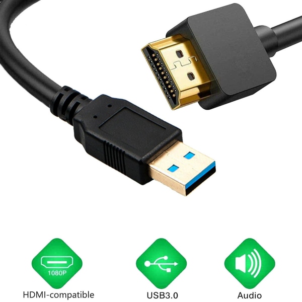 USB -HDmi-yhteensopiva kaapeli 1,8m USB 3.0-HDmi-yhteensopiva ääni-videomuunnin Windows Xp/7/8/8.1/vista