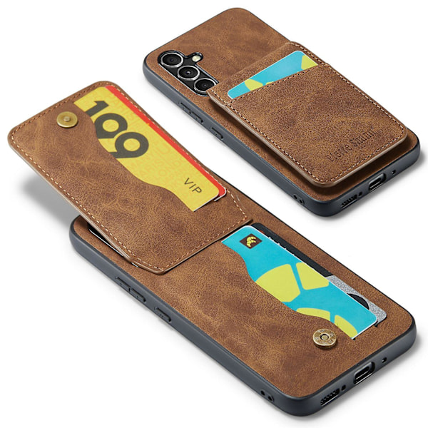 FIERRE SHANN Mobilskal för Samsung Galaxy A34 5G - Stötsäker PU+TPU - Brun