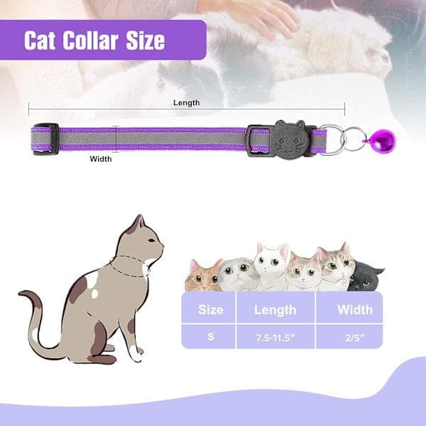 Reflective Cat Collar with Bell, 12-Pack, Breakaway Cat Co