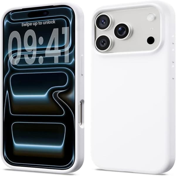 Flydende silikonecover til iPhone 16 Pro, Stødsikkert blødt telefoncover, Fuld beskyttelse, Hvid white iPhone 16 Pro