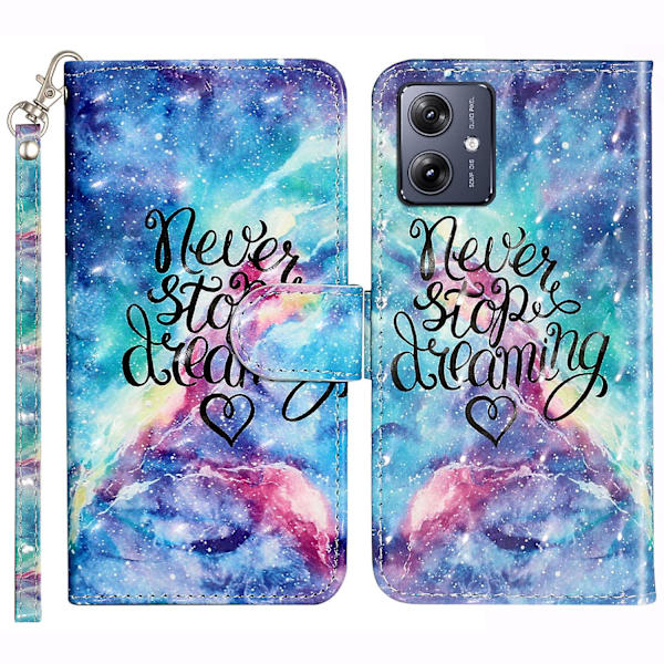 För Motorola Moto G14 5g Plånboksfodral i Läder 3d Mönster Folio Cover Starry Sky