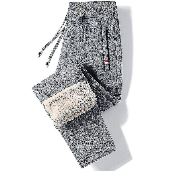 Talviset lämpimät fleece-housut miehille, paksut villahousut, rennot termiset collegehousut, miesten housut, merkki, muodikkaat miesten collegehousut Straight Leg Grey XL (63to72KG)