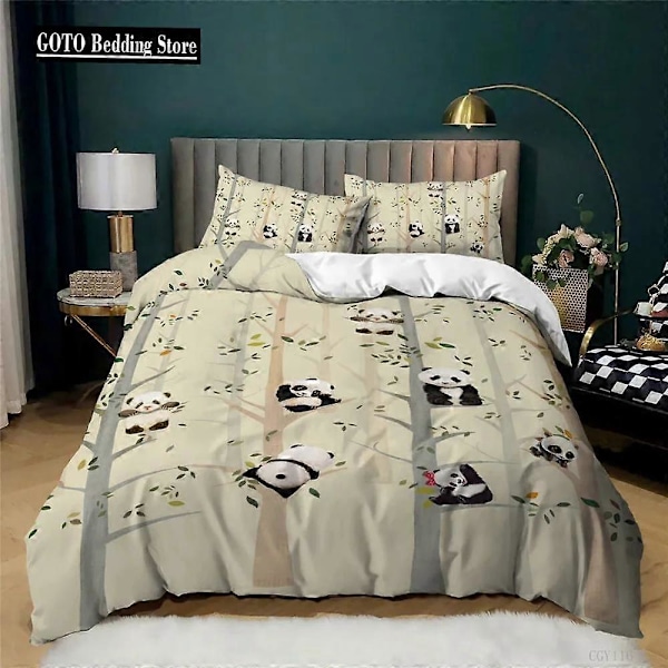 v474 Sengesæt Panda Dyr Børn Vinter Dynebetræk Sæt Twin Full Queen King Soveværelsessæt Boligtekstil Housse De Couette 3-delt Seng 240x260cm 94x102in