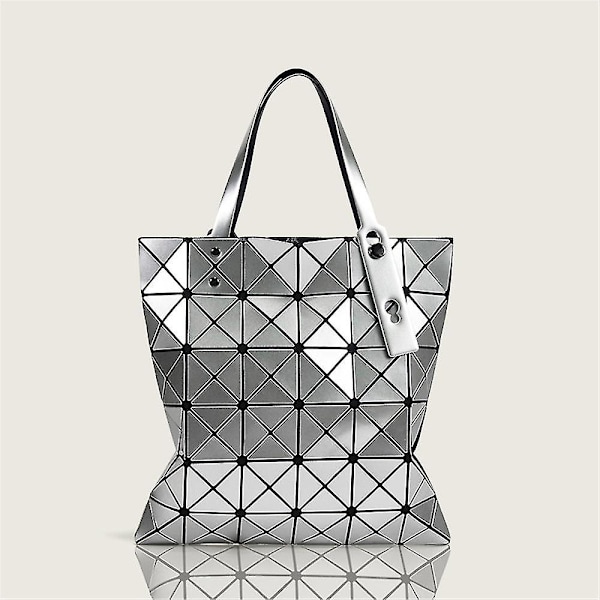 Kvinder Japansk Issey Miyake Geometri Tote Tasker Lingge Taske Rejse Håndtasker Silver