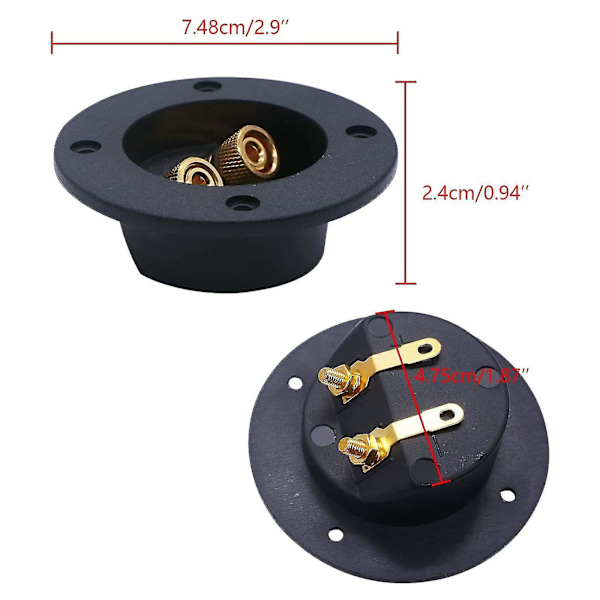 3 st DIY Hemmabilstereo 2-vägs Högtalarlåda Terminal Bindande Post Rund Fjäderkopp Anslutningar Subwoofer Pluggar (Svart)