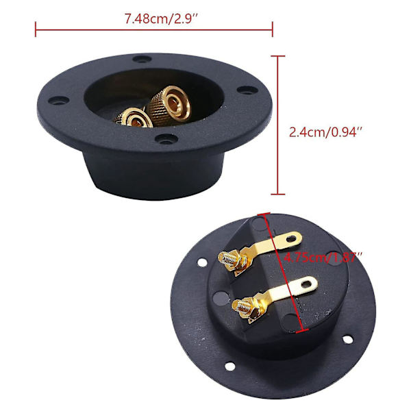 3 stk. DIY Hjemmebilstereo 2-veis høyttalerboks terminalbindingspinn Rund fjærkoppkontakter Subwoofer-plugger (svart)
