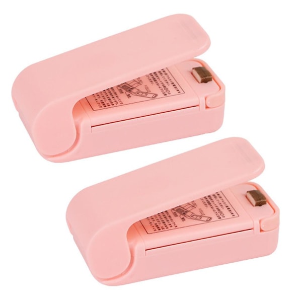 Mini forsegling maskine snack plastik pose forsegling maskine pose forsegler håndholdt vakuum forsegler, til plastik poser opbevaring 2stk pink