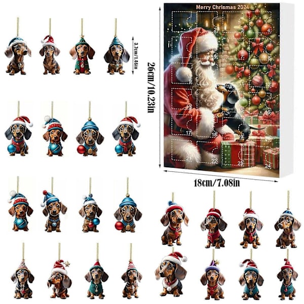 Julkalender med hundar - Julklapp för hundälskare - Julgranshänge - Julkalender 2024 för flickor B