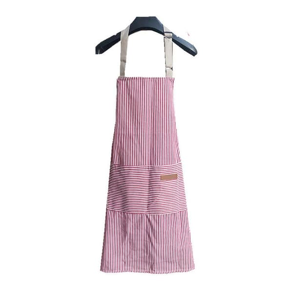 2 st Köksförkläde med 2 fickor Justerbart Bib Chef Förkläde för män Kvinnor Röd Strip