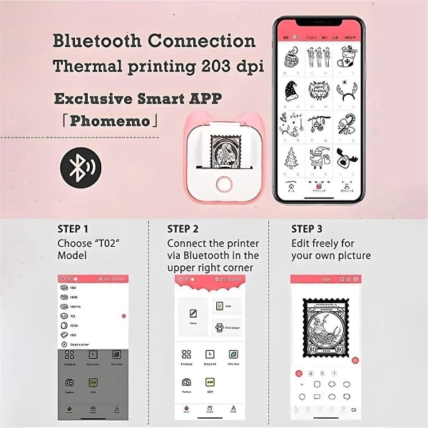 Print Pod -tarratulostin, minitaskutulostin, musteeton tarratulostin, kannettava minilämmöntulostin