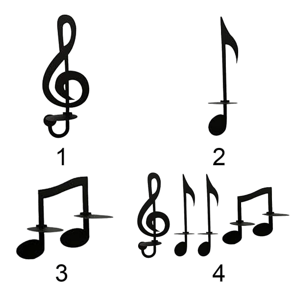 Musiikkinuotti-kynttilänjalat, seinälle kiinnitettävä rautakoriste, 1 kpl/4 kpl musta teekuppi-kynttilänjalka, koti, olohuoneen koristeet, kestävä ja tyylikäs 4