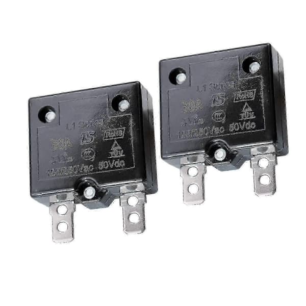 2 stk. 10A termisk afbryder, L2-serie, 125-250V AC 50V DC, automatisk nulstillingsrelæsikring 30A