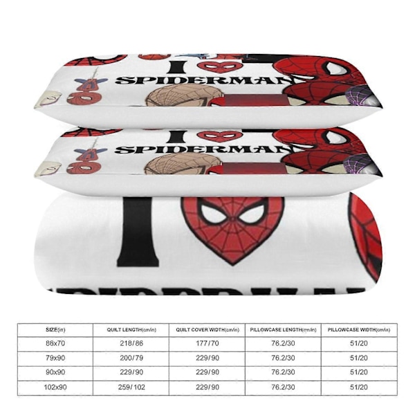 v272 Spider-Man 3-delat Bäddset för Enkelsäng - Inkluderar 1 Enkelt Täcke och 2 Örngott - Blekningsresistent Mikrofiber - Spider io272 200x200cm 78x78in