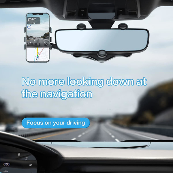 Bakspejlstelefonholder til bil 360 drejelig og udtrækkelig biltelefonholder til alle telefoner