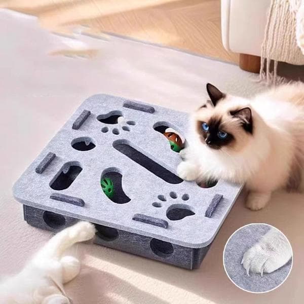 Cat Activation Toy - Interactive Cat Toy with Labyrinth and Scratching Surface Green Green Green