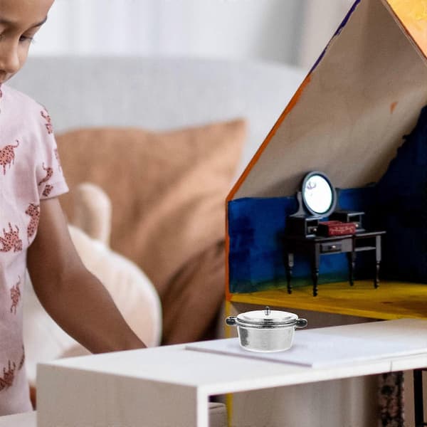 Sølv Miniature Mini Komfur til Indretning Pædagogisk Legeringsgryde