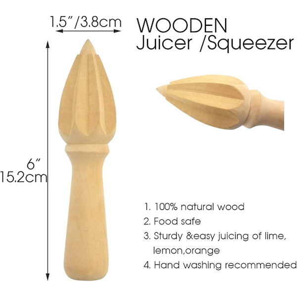 Bøge træ reamer 6 tommer hånd-juicer citronpresser citrus reamer træpresser frugt ekstraktor træ saft garget sæt (hånd-juicer)