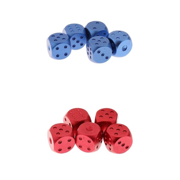 Aluminum Alloy Round Corner Metal Dot Dice Dies For D&d Rpg Mtg Red & Blue