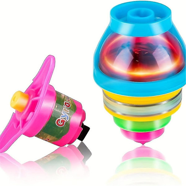 4-pack Gyro Light Up Spinner Tops - Snurrande lysande leksakspartygåva för pojkar och flickor - Födelsedagspresent till barn och roliga strumppresent