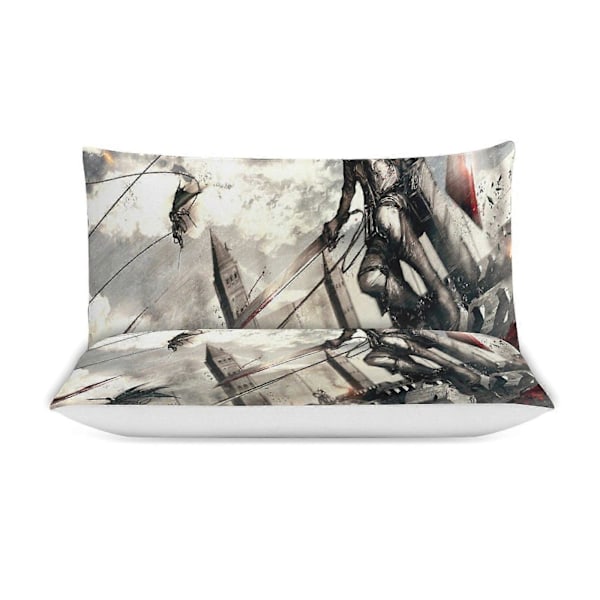 v1156 Attack On Titan Täcke Set Tjockt Mjukt 3 Delars Sängklädesset Året Runt Täcke med 2 Örngott för Vuxna Kvinnor Flickor Tonåringar Hem Rum Deco 135x200cm 53x78in