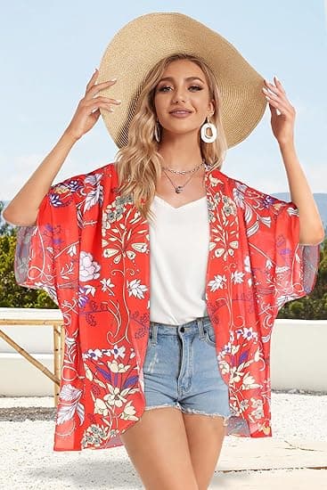 Blus med blommigt tryck och puffärm för kvinnor