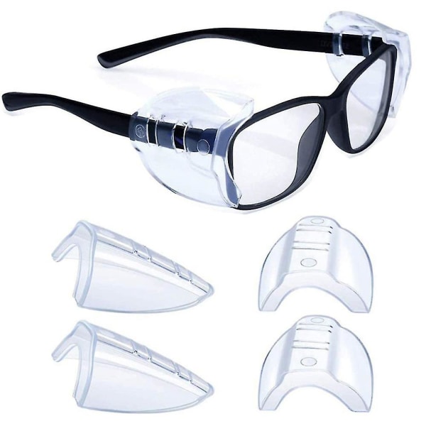 Sidoskydd i mjuk plast för glasögon Slip On Skyddsglasögon Shield Universal 2Pairs