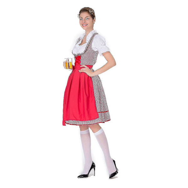 Bedst sælgende kvinders Oktoberfest kostume tysk Dirndl kjole kostume kjole bayersk karneval fest 50% tilbud-i Red 3XL