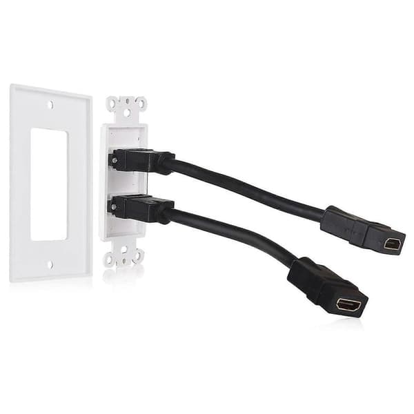2-pak 2-portars -kompatibel vægplade i hvid (4K UHD, ARC og Ethernet Pass-Thru-understøttelse)