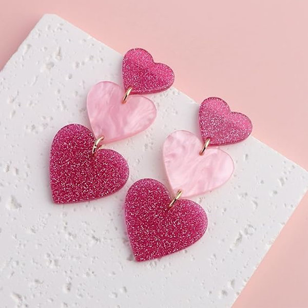 Hjerte Øreringe, Akryl Store Hjerte Øreringe Koncert Musik Elsker Øreringe Statement Smykker til Kvinder Piger Jul Valentinsdag, Plastik