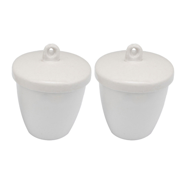 2 x Keramisk degel 25 ml hög temperatur med lock för muffelugn