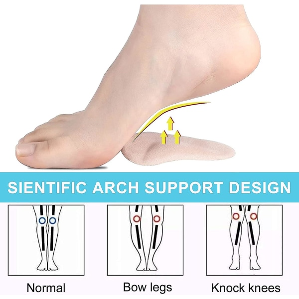 4 par Gel Arch Support-indlægssåler, Gel-indlægssåler til Plantar Fasciitis, Gel-pudepuder med høje hæle, ortotiske silikone-indlægssåler 4 Pairs