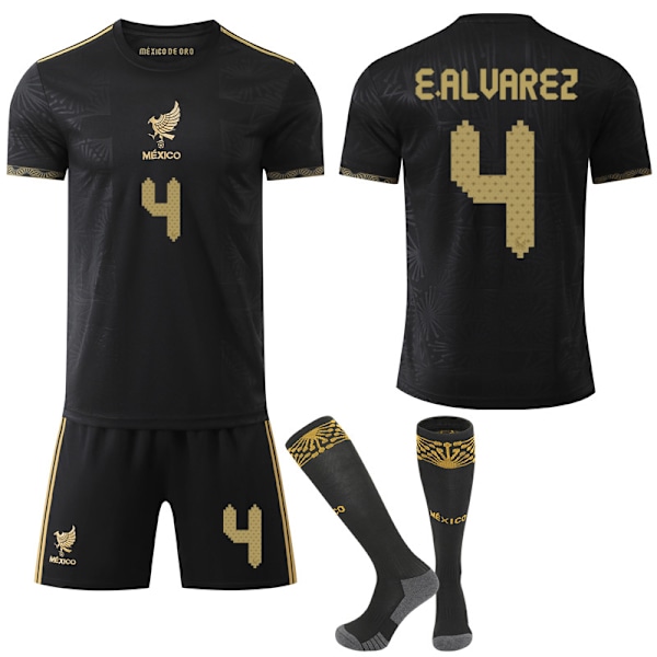 2025-26 Ny Copa America Trøje Sort Guld Mexicansk landshold Commemorative Edition Fodboldtrøje 4 E.ALVAREZ 4 E.ALVAREZ #L