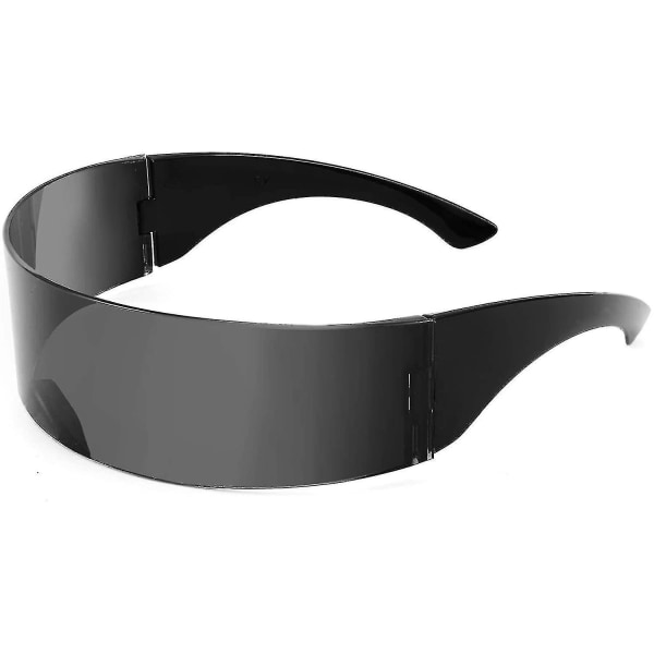 80'er Futuristisk Visor Cyber Solbriller Mænd Kvinder Futuristisk Punk Stil Cosplay Black