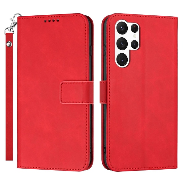 Til Samsung Galaxy S23 Ultra Slim Fit Telefon Etui Magnetisk Lås Stativ Mobiltelefon Flip Wallet Cover Red Samsung Galaxy S23 Ultra