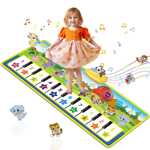 Barnepianomatte, 100 X 36 Pianodansematte, Barnemusikkmatte 8 Instrumentlyder Touch Play Mats Gulv Keyboard Musikalsk Teppematte