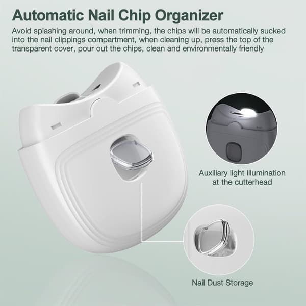 Electric Nail Clipper, Professional Electric Nail File, Cordless Automatic Nail Clipper with LED Light