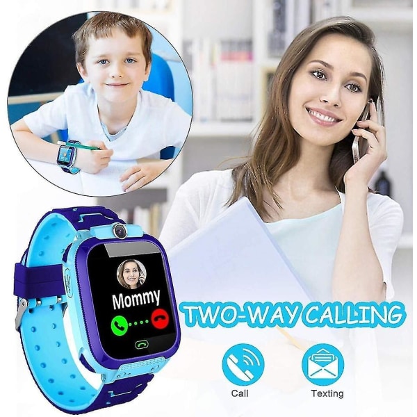 Barn Smart Watch Kamera Sos Ring Telefon Sim Gsm Spel Klockor Pojkar Flickor Present Blue