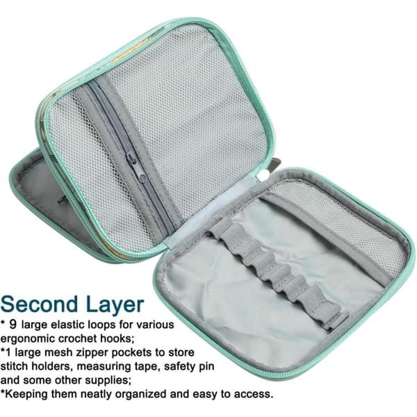 Black Friday Case, crochet hook organizer empty, for interchangeable circular knitting needles and ergonomic crochet hooks Large green green