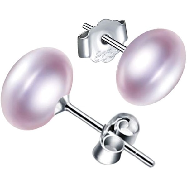 925 Sterling Silver Earrings for Women 8mm White Pink Purple Freshwater Pearl Earrings Christmas Birthday Gift