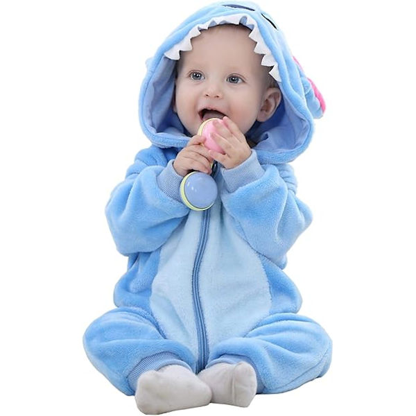 Baby Rompers Nyfödda Flickor Pojkar Djur Dragkedja Huvtröja Overall Höst Vinter Flanell Huvtröja Cartoon Sleepsuits Kläder Unisex 70 Blue