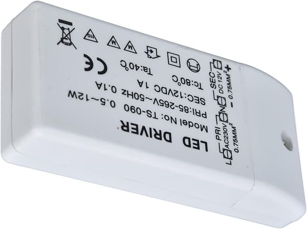 Sylvania LED Dimbar Driver Gu5.3 12V LED Driver ABS LED Driver 12W 12V DC 1A Strømtransformator LED Lampe Driver Strøm AC 85 265V