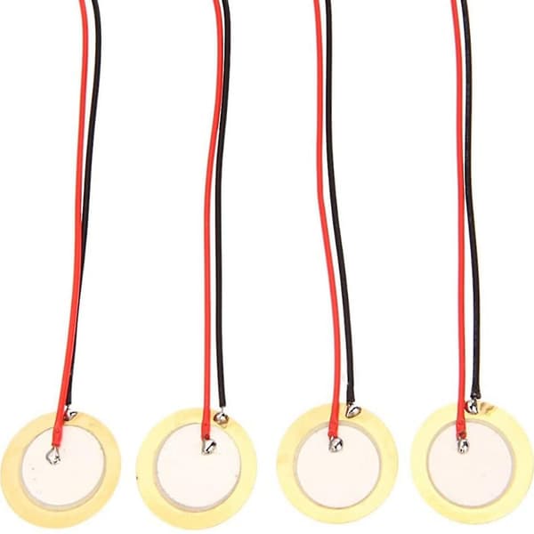 12 stk Piezo Pickup Transducer Prewired - 27mm Kontaktmikrofon Trigger - Disker Elementer For Acous